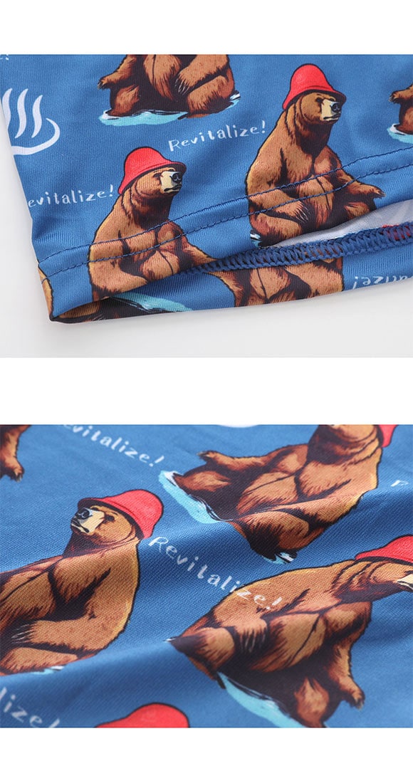 キングノバ サウナーくま柄 ボクサーパンツ メンズ 前あき 3L 4L ストレッチ プリント 大きいサイズ 贈り物 ギフト KING NOVA