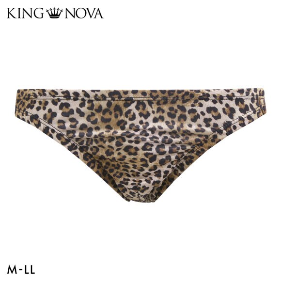 キングノバ ヒョウ柄 ビキニ フルバック メンズ 前とじ M L LL  パンツ ブリーフ ブーメラン 雄 KING NOVA レオパード ストレッチ