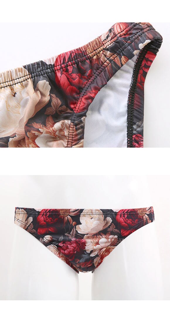 キングノバ アンティークフラワー柄 ビキニ フルバック メンズ 前とじ M L LL  パンツ ブリーフ ブーメラン 雄 KING NOVA お花