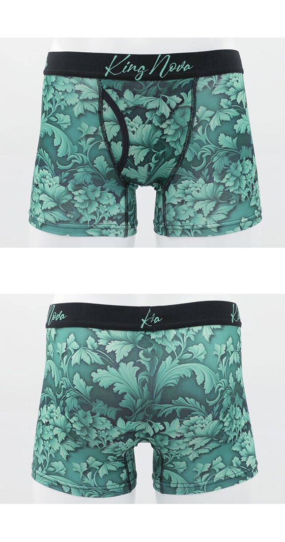 キングノバ ゴシックボタニカル柄 ボクサーパンツ メンズ 前あき M L LL ビキニ ブリーフ プリント 大きいサイズ KING NOVA
