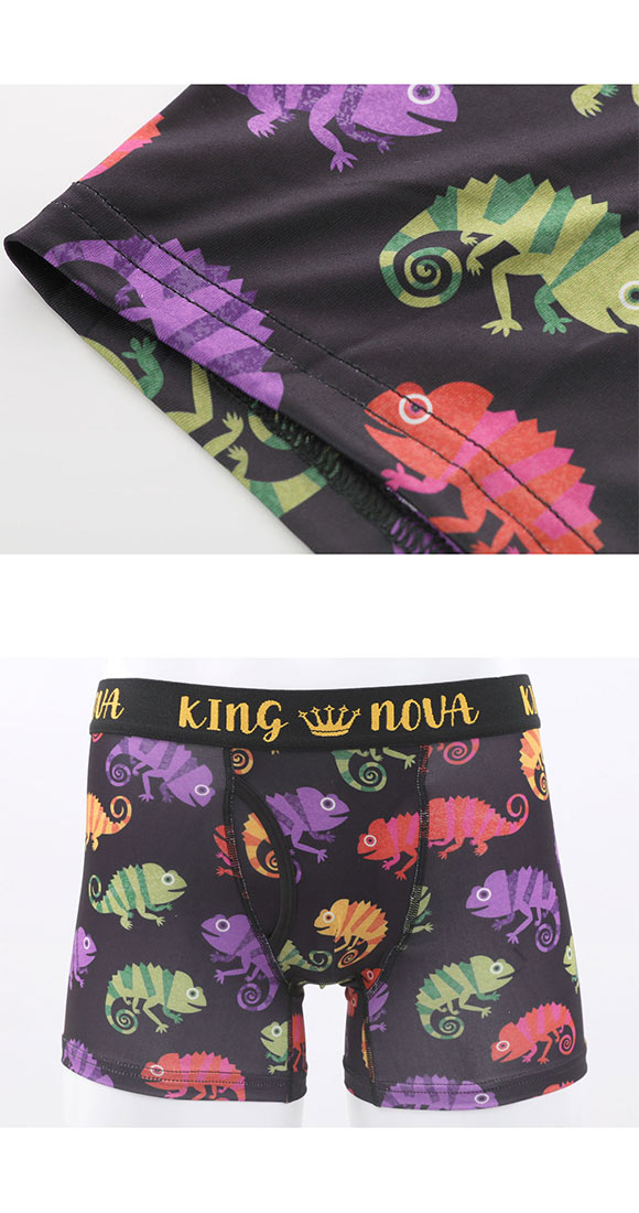 キングノバ カラフルカメレオン柄 ボクサーパンツ メンズ 前あき M L LL ストレッチ プリント 大きいサイズ KING NOVA ギフト
