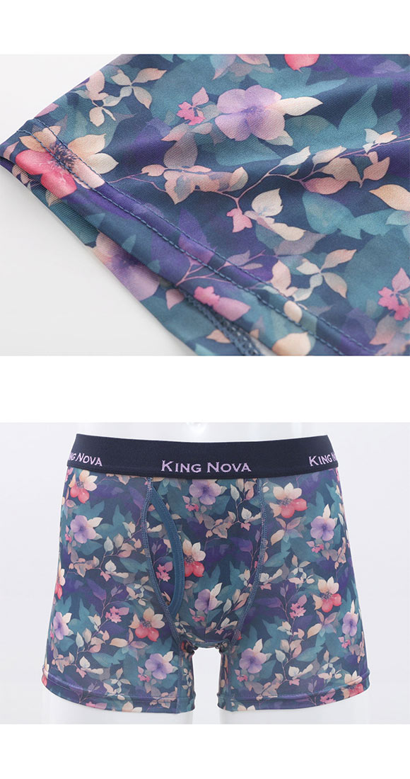 キングノバ ファンタジックフラワー柄 ボクサーパンツ メンズ 前あき  M L LL ストレッチ プリント 大きいサイズ KING NOVA
