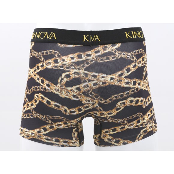 キングノバ チェーン柄 ボクサーパンツ メンズ 前開き M L LL ストレッチ プリント 大きいサイズ KING NOVA ギフト プレゼント