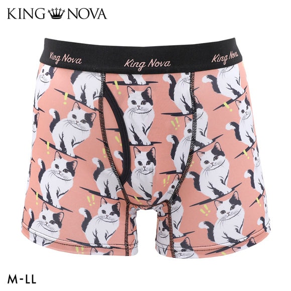 キングノバ ねこ柄 ボクサーパンツ メンズ 前あき M L LL ストレッチ プリント 大きいサイズ 贈り物 ギフト KING NOVA
