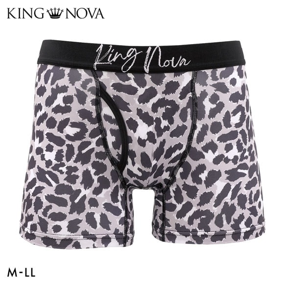 キングノバ ヒョウ ボクサーパンツ メンズ 前あき M L LL ストレッチ プリント 大きいサイズ 贈り物 ギフト KING NOVA