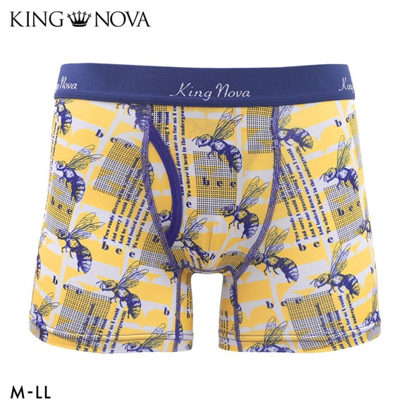 キングノバ ハチ柄 ボクサーパンツ メンズ 前あき M L LL ストレッチ プリント 大きいサイズ 贈り物 ギフト KING NOVA