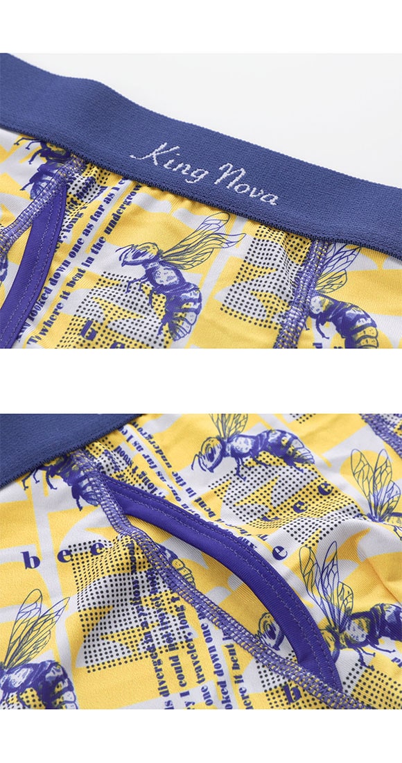 キングノバ ハチ柄 ボクサーパンツ メンズ 前あき M L LL ストレッチ プリント 大きいサイズ 贈り物 ギフト KING NOVA