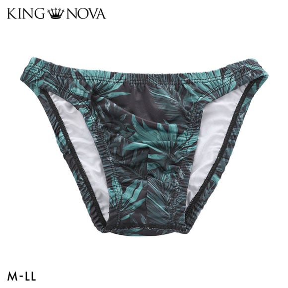 キングノバ ボタニカル柄 ビキニ フルバック メンズ 前とじ M L LL パンツ ブリーフ ブーメラン KING NOVA クリスマス バレンタイン