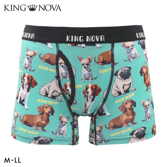キングノバ わんこ柄 ボクサーパンツ メンズ 前あき M L LL ストレッチ プリント 大きいサイズ 贈り物 ギフト KING NOVA