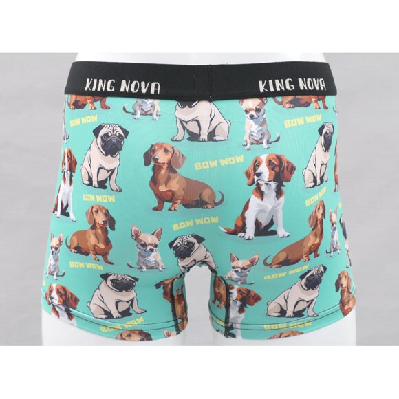 キングノバ わんこ柄 ボクサーパンツ メンズ 前あき M L LL ストレッチ プリント 大きいサイズ 贈り物 ギフト KING NOVA
