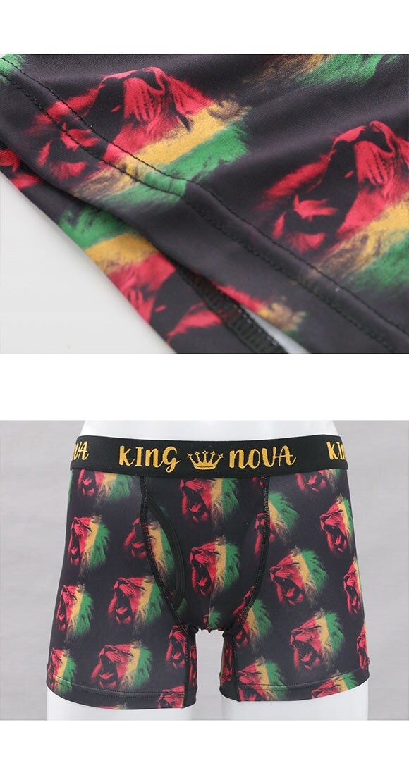 キングノバ レゲエライオン柄 ボクサーパンツ メンズ 前あき  M L LL ストレッチ プリント 大きいサイズ 贈り物 ギフト KING NOVA