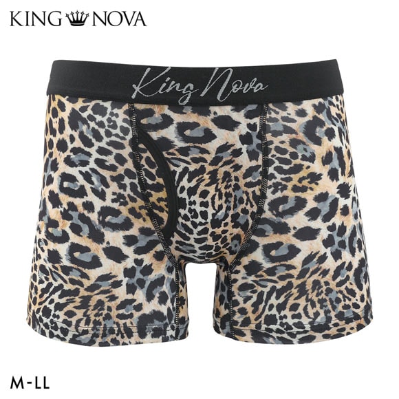 キングノバ ヒョウ ボクサーパンツ メンズ 前あき  M L LL ストレッチ プリント 大きいサイズ 贈り物 ギフト KING NOVA