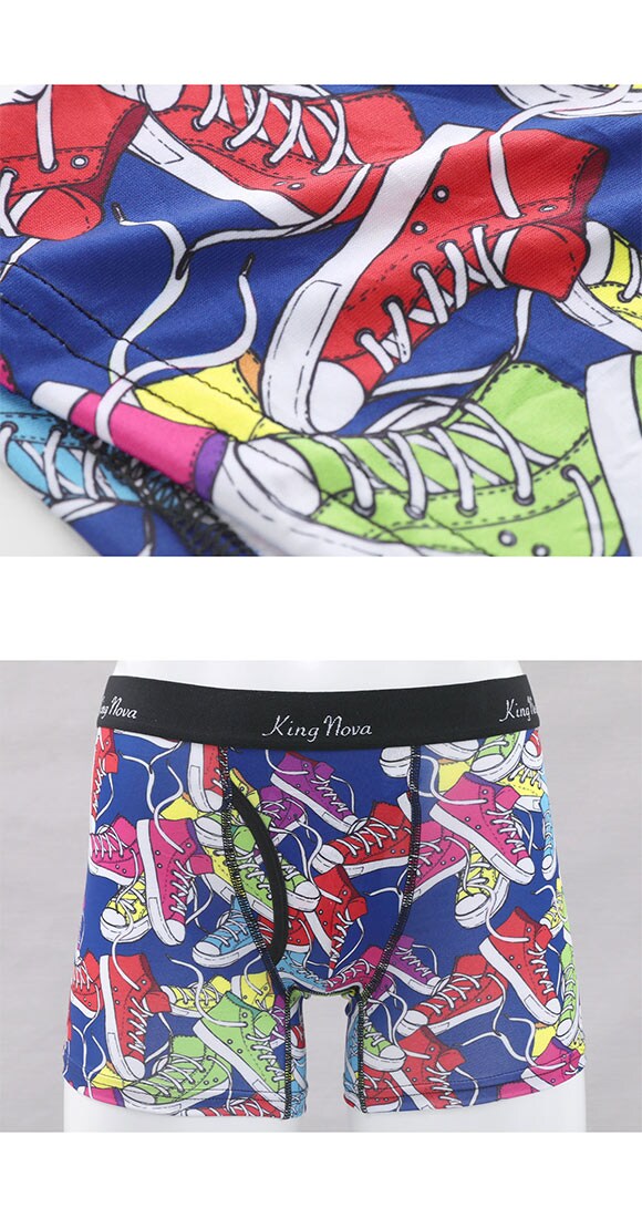 キングノバ スニーカー柄 ボクサーパンツ メンズ 前あき M L LL ストレッチ プリント 大きいサイズ 贈り物 ギフト KING NOVA