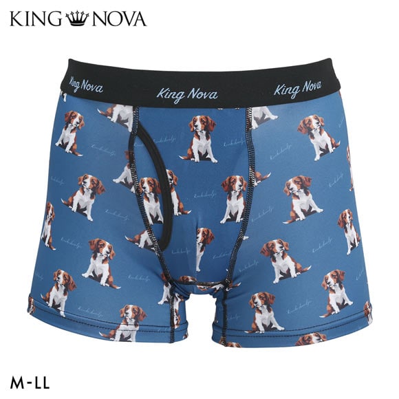 キングノバ わんこ柄 ボクサーパンツ メンズ 前あき M L LL ストレッチ プリント 大きいサイズ 贈り物 ギフト KING NOVA