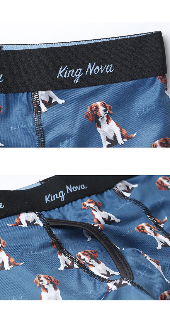 キングノバ わんこ柄 ボクサーパンツ メンズ 前あき M L LL ストレッチ プリント 大きいサイズ 贈り物 ギフト KING NOVA
