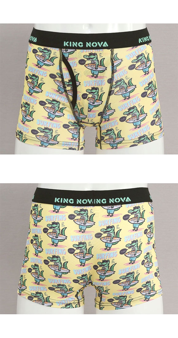 キングノバ ワニ柄 ボクサーパンツ メンズ 前あき M L LL ストレッチ プリント 大きいサイズ 贈り物 ギフト KING NOVA