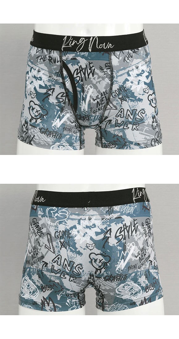 キングノバ グラフィティ柄 ボクサーパンツ メンズ 前あき M L LL ストレッチ プリント 大きいサイズ 贈り物 ギフト KING NOVA
