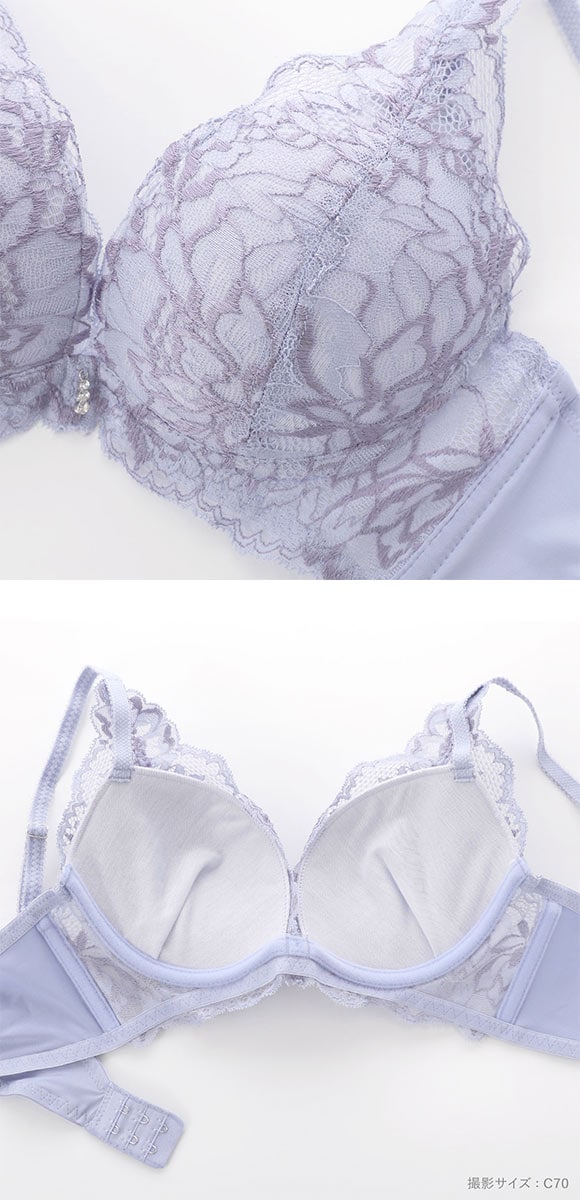 ルルモアナ 2浴レース ブラジャー ショーツ セット 脇高 フラワー 大きいサイズ LULUMOANA