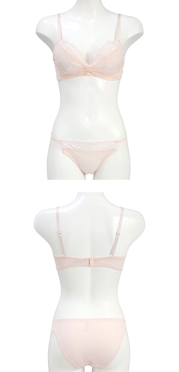 ルルモアナ ドット柄ハーフリボン ノンワイヤー ブラセット M L LL ブラジャー ショーツ セット ワイヤレス LULUMOANA 大きいサイズ