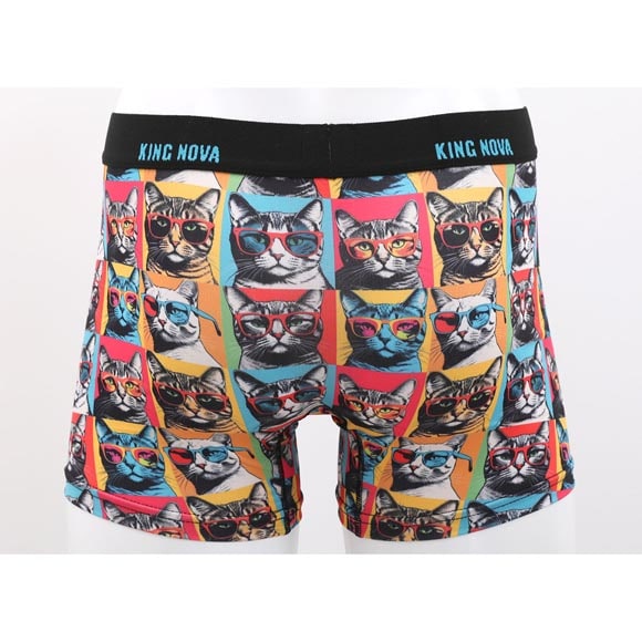 キングノバ ねこ柄 ボクサーパンツ メンズ 前あき M L LL ストレッチ プリント 大きいサイズ 贈り物 ギフト KING NOVA