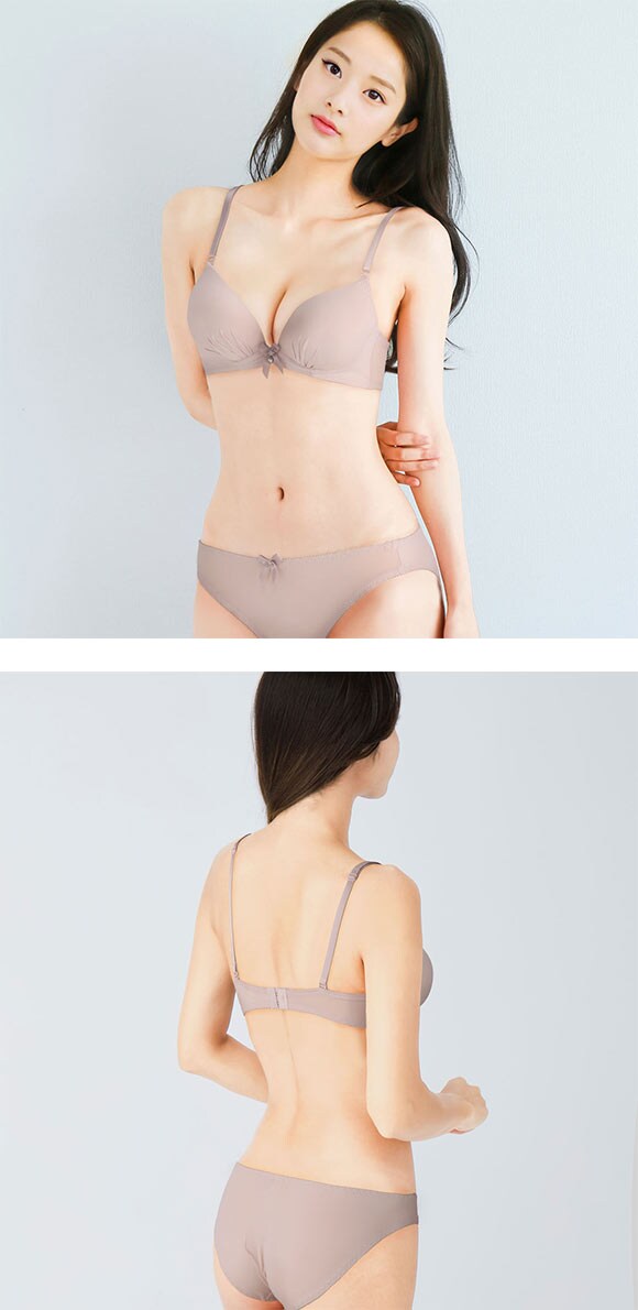 谷間×ノンワイヤー モールドカップ ブラジャー＆ショーツセット ワイヤレスブラ