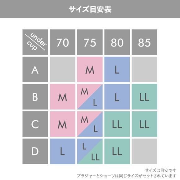 谷間×ノンワイヤー モールドカップ ブラジャー＆ショーツセット ワイヤレスブラ