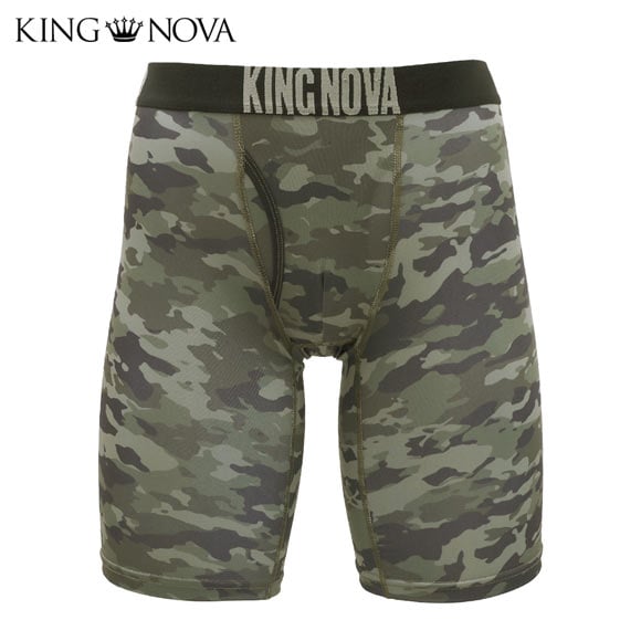 キングノバ 迷彩柄 5分丈 ロングボクサーパンツ メンズ 前あき 3L 4L ストレッチ 大きいサイズ KING NOVA
