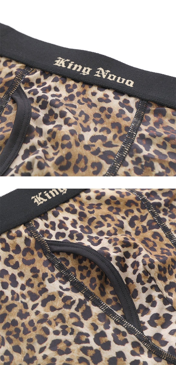 キングノバ ヒョウ柄 5分丈 ロングボクサーパンツ メンズ 前あき M L LL ストレッチ 大きいサイズ KING NOVA