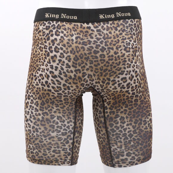 キングノバ ヒョウ柄 5分丈 ロングボクサーパンツ メンズ 前あき M L LL ストレッチ 大きいサイズ KING NOVA