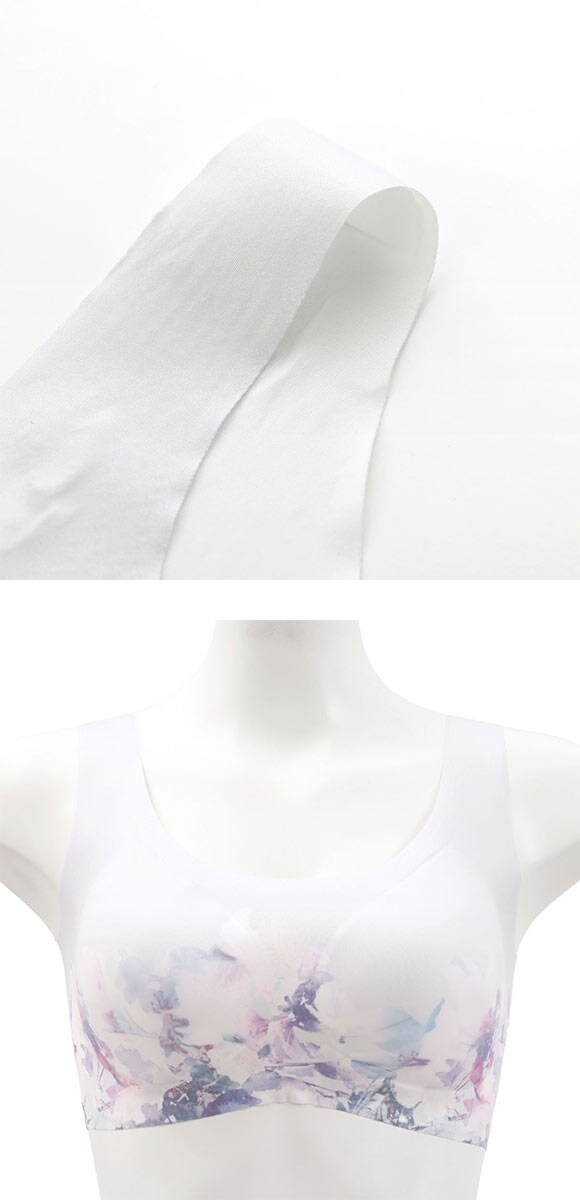 縫い目がない フラワープリント シームレス ノンワイヤーブラ ヘム おやすみブラ スポーツブラ ワイヤレスブラ ナイトブラ
