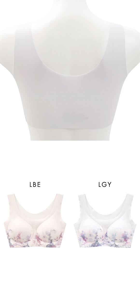 縫い目がない フラワープリント シームレス ノンワイヤーブラ ヘム おやすみブラ スポーツブラ ワイヤレスブラ ナイトブラ