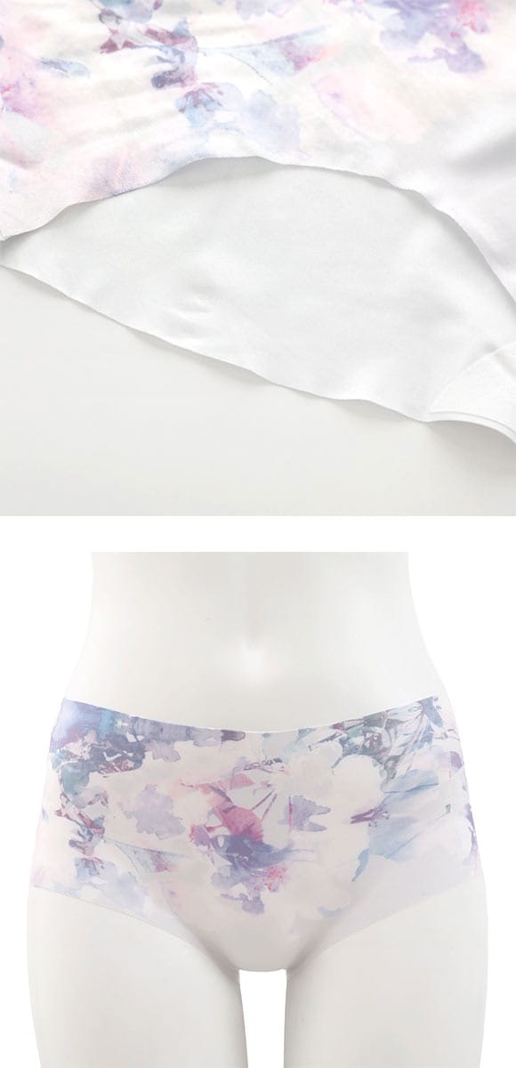縫い目がない フラワープリント シームレス ショーツ スタンダードショーツ リブ ストレッチ ひびきにくい 大きいサイズ