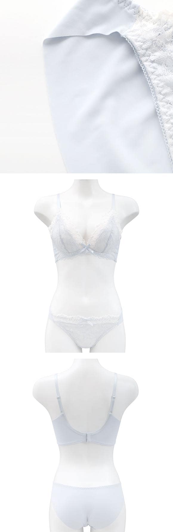 ピュアシェリ レイヤードレース ノンワイヤー ブラセット M L LL ブラジャー ショーツ セット ワイヤレス 大きいサイズ PURECHERIE
