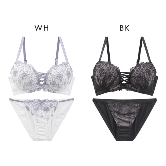 スパイシー 脇高 アラベスク×編み上げレースアップ ブラセット BCD65-85 ブラジャー ショーツ セット SPICY