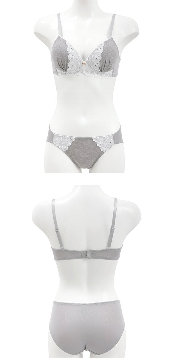 にゃちゅらるリラックス ボーラーコットンレース ノンワイヤー ブラセット M L LL ブラジャー ショーツ セット ワイヤレス 快適