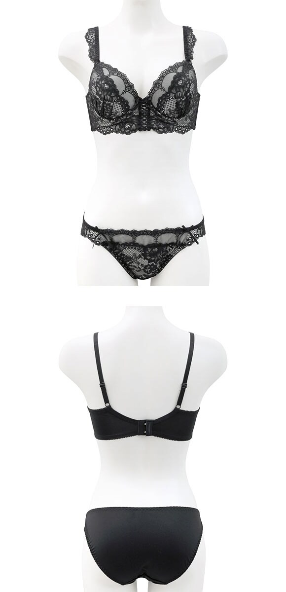 スパイシー 脇高 編み上げレースアップ ビスチェ風 ブラセット BCD65-85 大きいサイズ 谷間 ブラジャー ショーツ セット SPICY