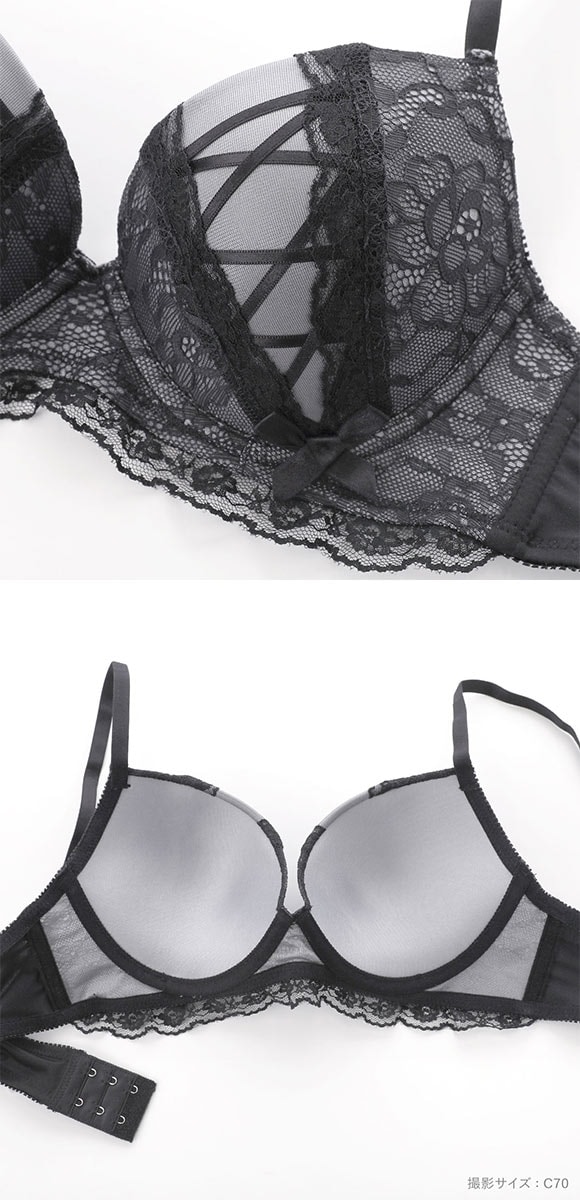 ジュリアンジュ 脇高 サテンレースアップ ブラセット BCD65-85 ブラジャー ショーツ セット 大きいサイズ Juliange