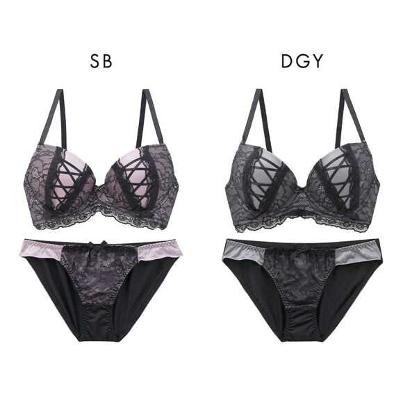 ジュリアンジュ 脇高 サテンレースアップ ブラセット BCD65-85 ブラジャー ショーツ セット 大きいサイズ Juliange