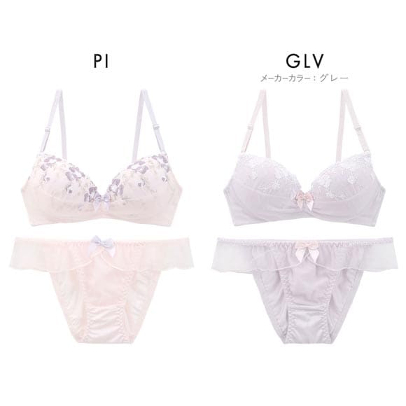 ピュアシェリ 花柄チュールハーフレース ノンワイヤー ブラセット M L LL 3L ブラジャー ショーツ 大きいサイズ PURECHERIE