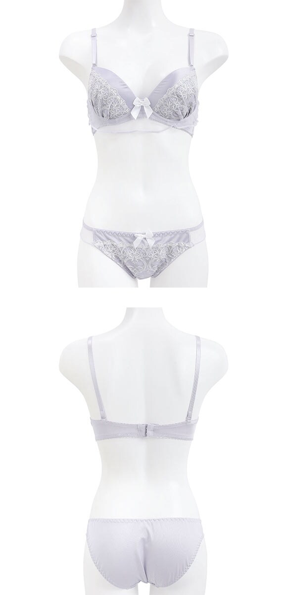 ピュアシェリ ブラジャー ショーツ セット サテン ラメ入チュールレース PURECHERIE