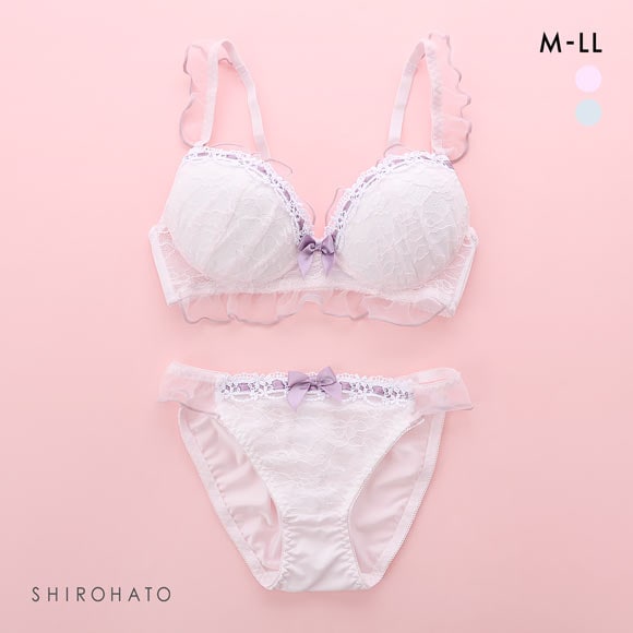 ピュアシェリ メロウリボン ノンワイヤー ブラセット M L LLブラジャー ショーツ セット ワイヤレス PURECHERIE