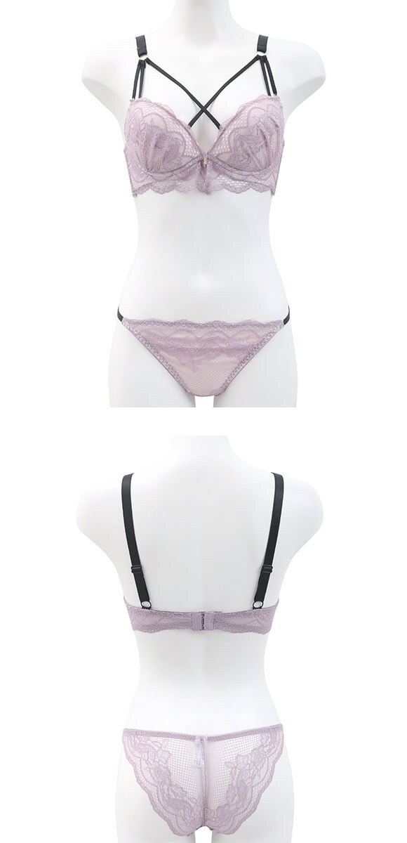 ピュアシェリ クロスストリング 総レース ブラセット ABCD ブラジャー ショーツ セット PURECHERIE