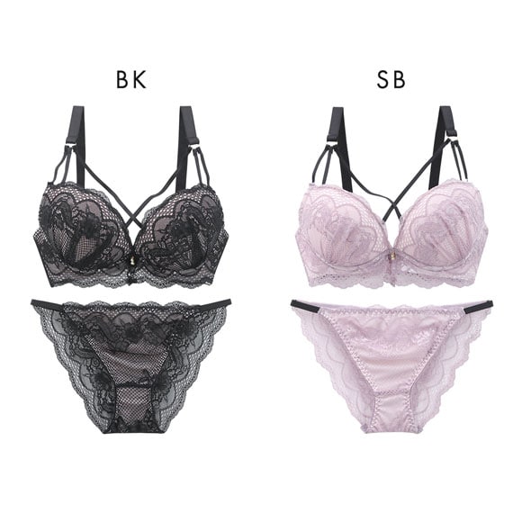 ピュアシェリ クロスストリング 総レース ブラセット ABCD ブラジャー ショーツ セット PURECHERIE