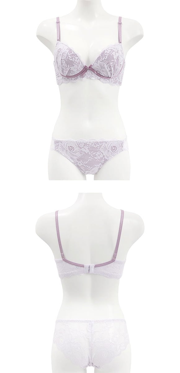 ピュアシェリ 脇高ストレッチレース×サイド編み上げ ブラセット ABCD ブラジャー ショーツ セット 谷間 L字 脇寄せ PURECHERIE