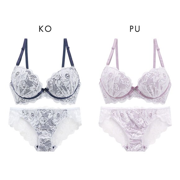 ピュアシェリ 脇高ストレッチレース×サイド編み上げ ブラセット ABCD ブラジャー ショーツ セット 谷間 L字 脇寄せ PURECHERIE