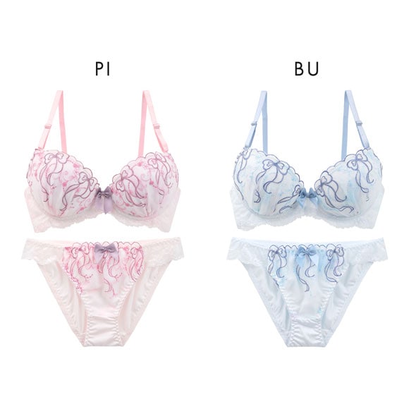 ピュアシェリ リボングラデシフォン ブラセット ABCD 盛り 谷間 ブラジャー ショーツ セット PURECHERIE