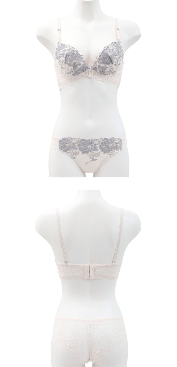 エクラ 脇高 ラメローズレース ブラセット BCD65-85 ブラジャー ショーツ セット 脇肉 谷間 脇寄せ ECLAT