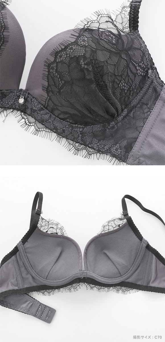 ルルモアナ アイラッシュレース ブラセット BCD65-75 盛り 谷間 美胸 寄せ ブラジャー ショーツ セット LULUMOANA