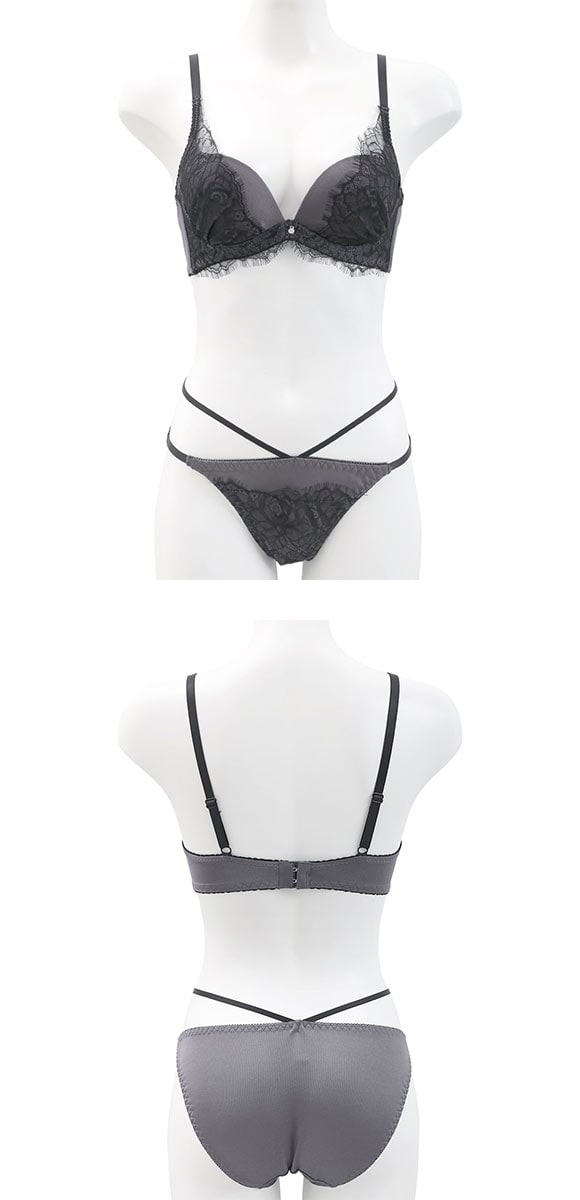 ルルモアナ アイラッシュレース ブラセット BCD65-75 盛り 谷間 美胸 寄せ ブラジャー ショーツ セット LULUMOANA