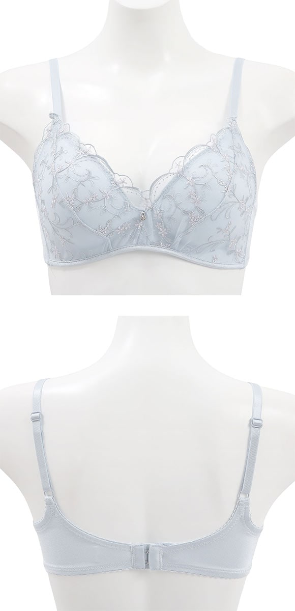 楽して美胸ができるブラ 脇高ノンワイヤーブラジャー チュールレース M L LL 3L ふっくら もちもち 谷間 楽ちん ワイヤレス